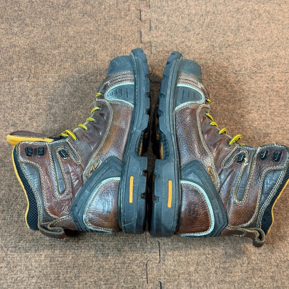 Work n Sport Mens Leather Work Boots Brown Safety Toe EH Rated 11.5 M 9246